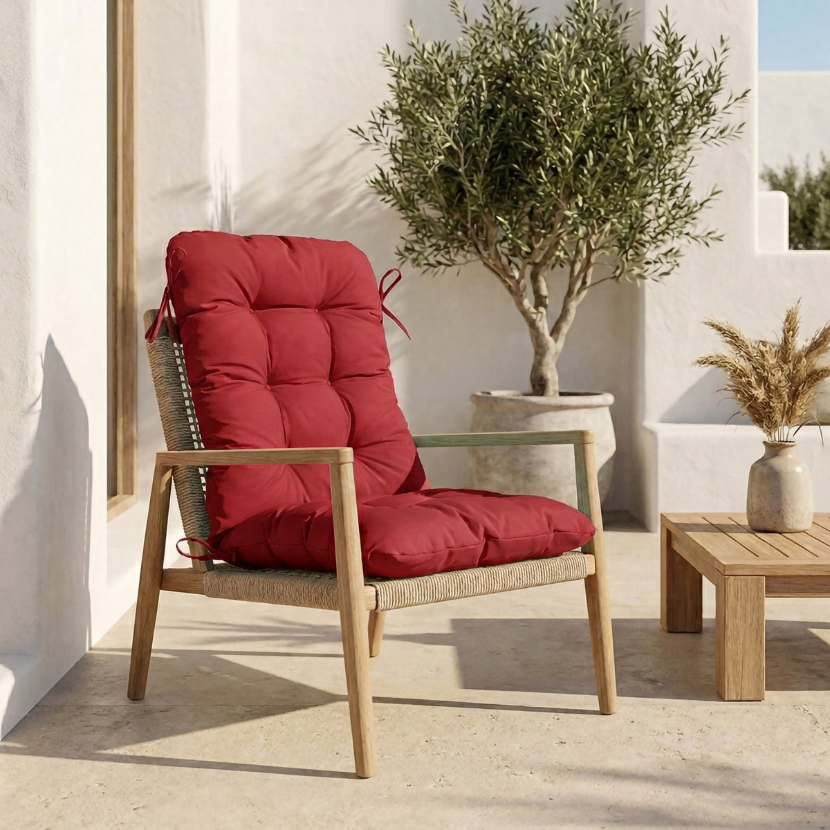 Cojín para Silla con Respaldo Alto 120x50 Rojo – Acolchado (Confort 8cm)