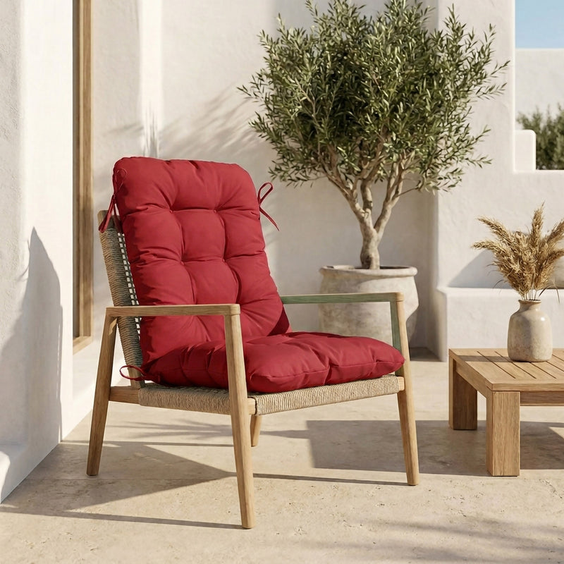 Cojín para Silla con Respaldo Alto 120x50 Rojo - Acolchado (Confort 8cm)