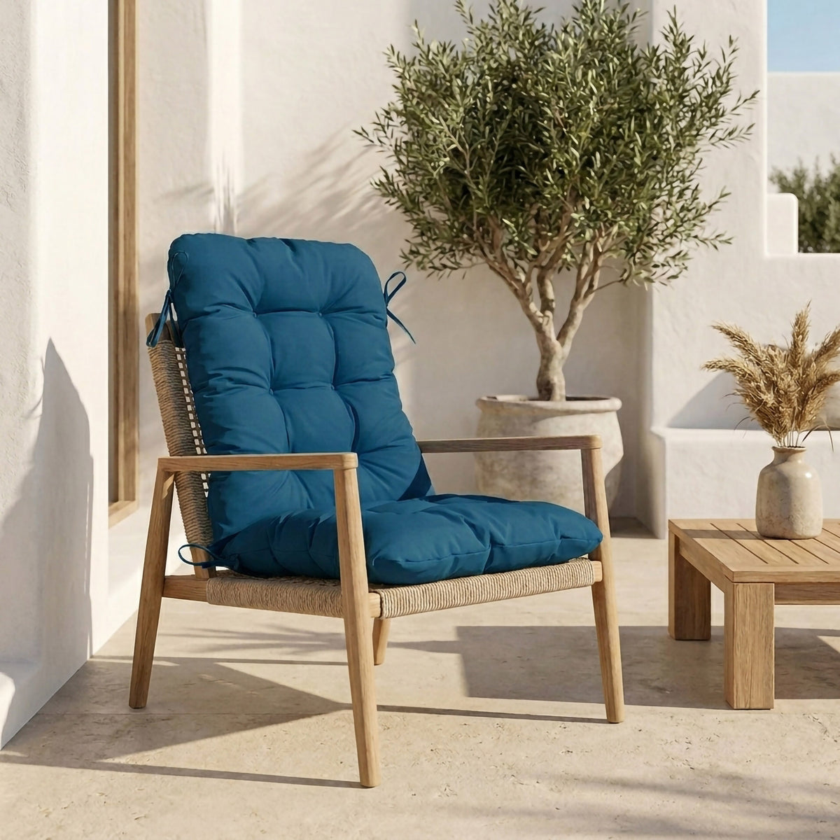 Cojín para Silla con Respaldo Alto 120x50 Azul Petróleo – Acolchado (Confort 8cm)