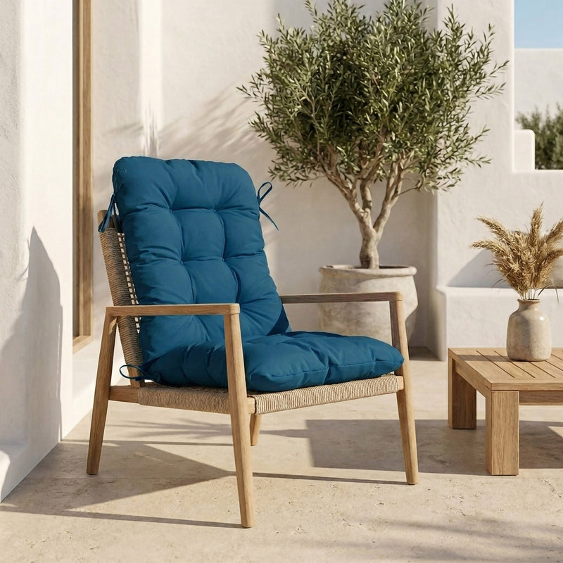 Cojín para Silla con Respaldo Alto 120x50 Azul Petróleo - Acolchado (Confort 8cm)