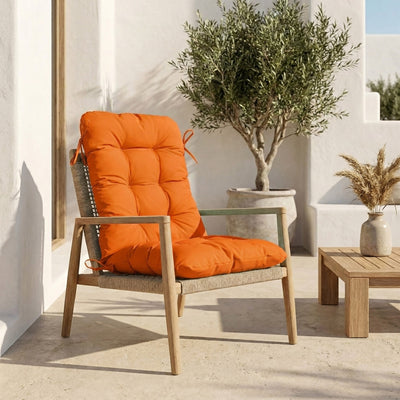 Coussin Chaise Dossier Haut 120x50 Orange - Capitonné (Confort 8cm)