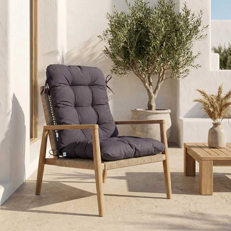 Cojín para Silla con Respaldo Alto 120x50 Gris Carbón - Acolchado (Confort 8cm)