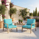 Conjunto de Cojines para Salón de Jardín 50x50 Azul Caribe - Con Funda Extraíble & Anti-UV (Asiento + Respaldo)