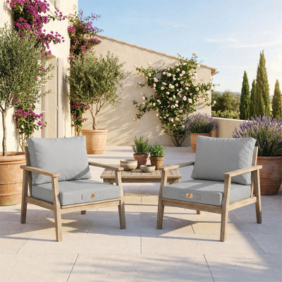 Conjunto de Cojines para Salón de Jardín 50x50 Gris Guijarro - Con Funda Extraíble & Anti-UV (Asiento + Respaldo)
