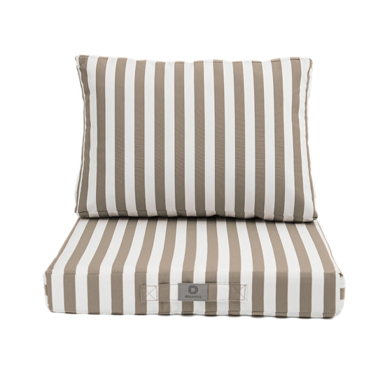 Coussins pour salon de jardin déhoussable 50x50cm - Rayure Beige - Deco-arts.fr