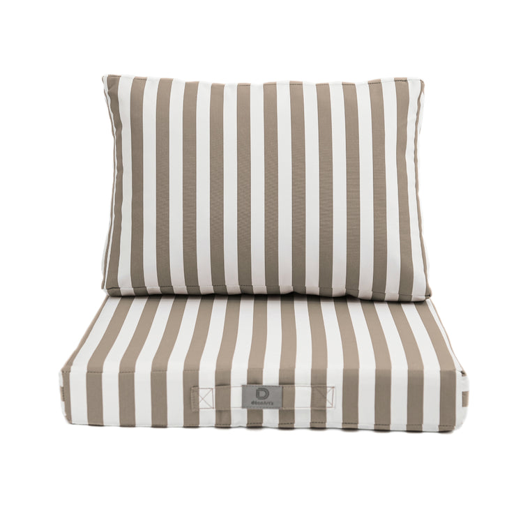 Coussins pour salon de jardin déhoussable 50x50cm - Rayure Beige - Deco-arts.fr
