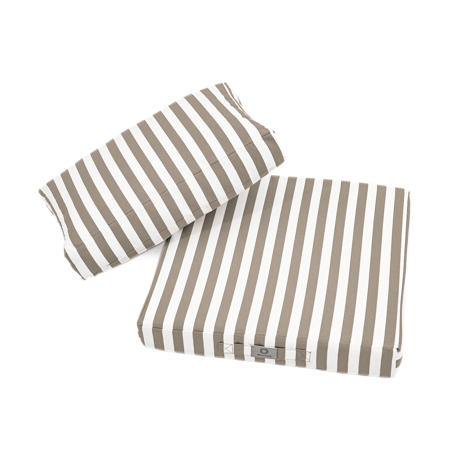 Coussins pour salon de jardin déhoussable 50x50cm - Rayure Beige - Deco-arts.fr
