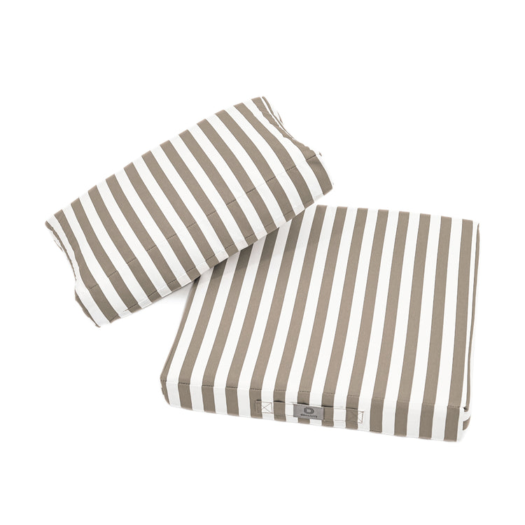 Coussins pour salon de jardin déhoussable 50x50cm - Rayure Beige - Deco-arts.fr