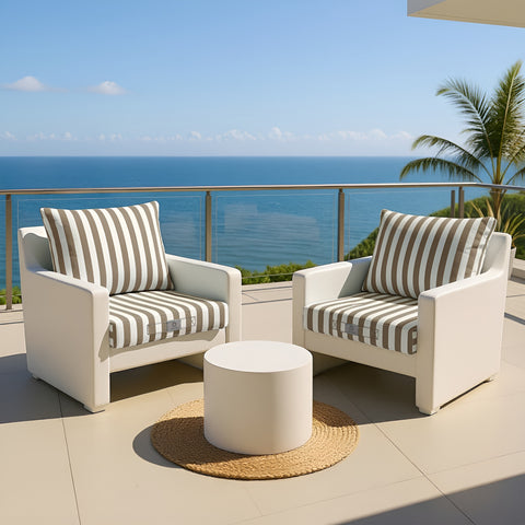 Coussins pour salon de jardin déhoussable 60x60cm - Rayure Beige