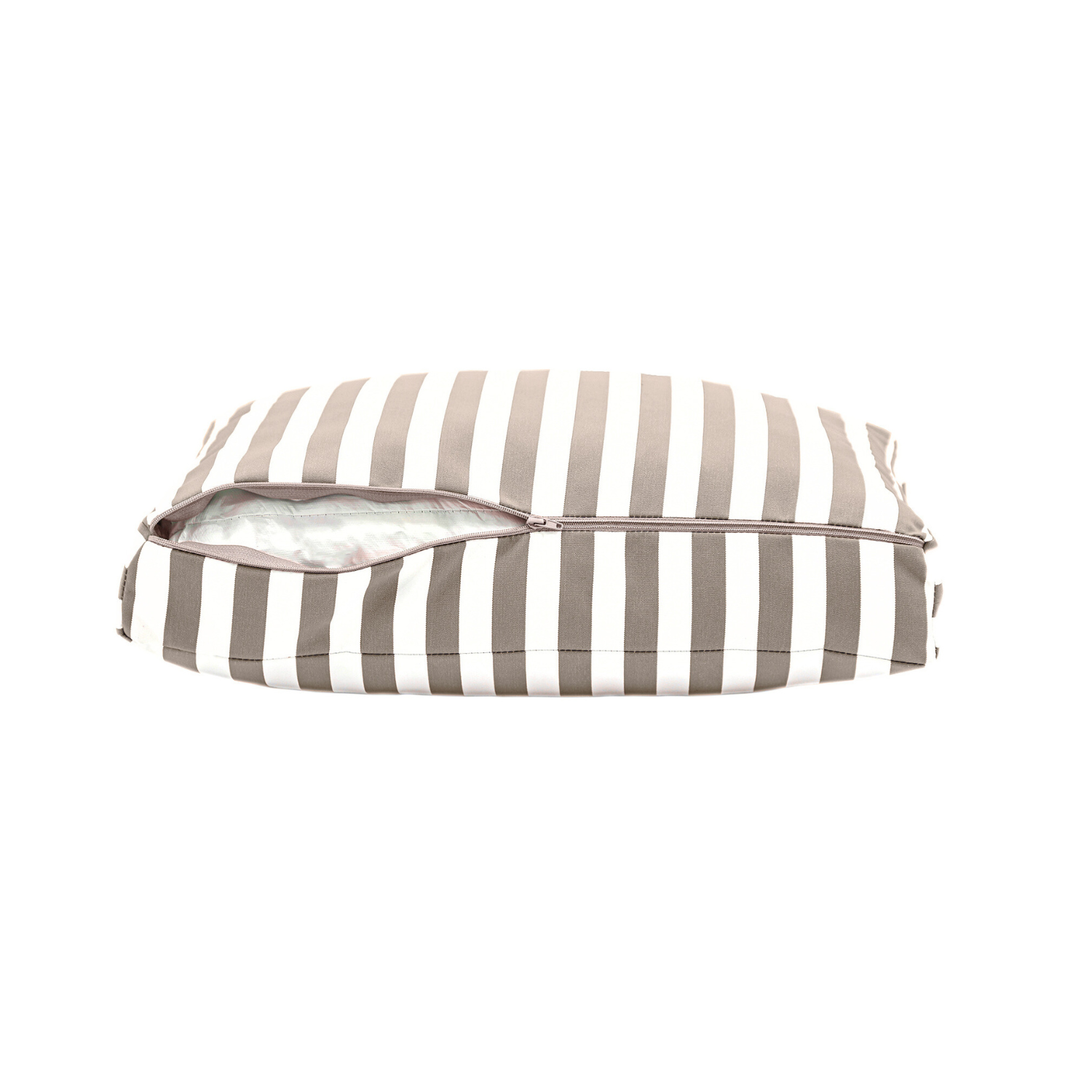 Coussins pour salon de jardin déhoussable 50x50cm - Rayure Beige - Deco-arts.fr