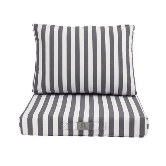 Coussins pour salon de jardin déhoussable 50x50cm - Rayure Gris foncé - Deco-arts.fr