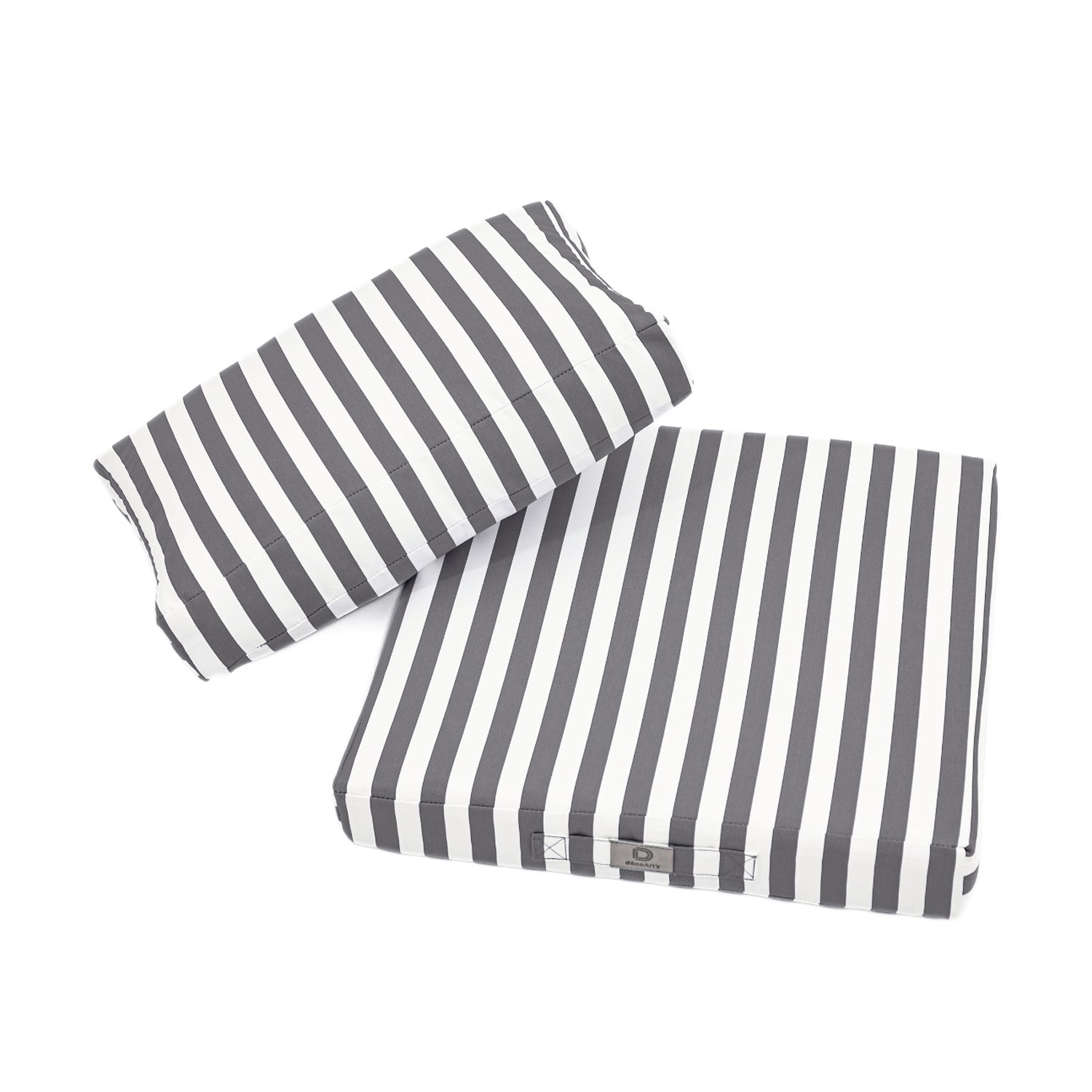 Coussins pour salon de jardin déhoussable 50x50cm - Rayure Gris foncé - Deco-arts.fr