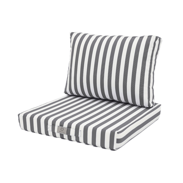 Coussins pour salon de jardin déhoussable 50x50cm - Rayure Gris foncé - Deco-arts.fr