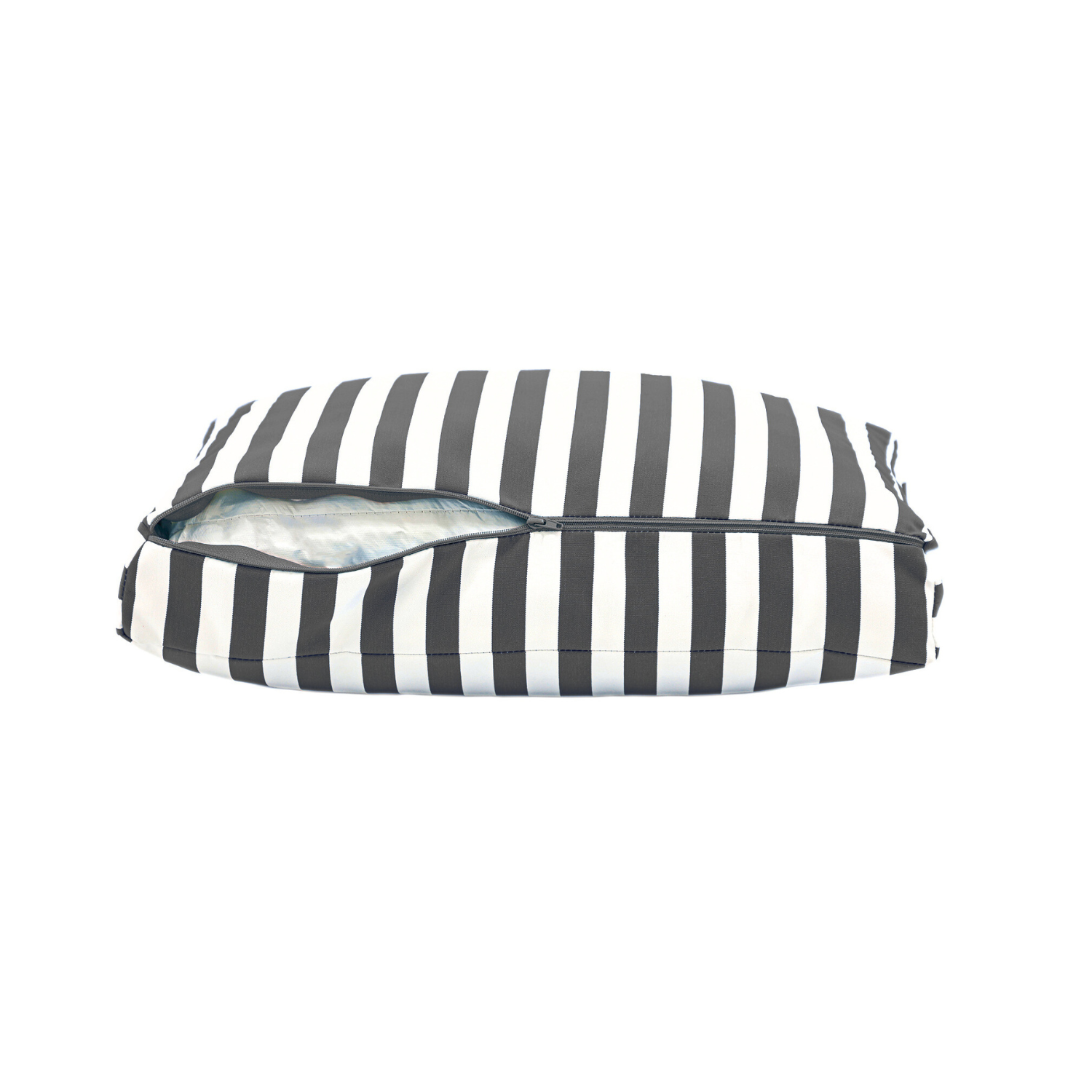 Coussins pour salon de jardin déhoussable 50x50cm - Rayure Gris foncé - Deco-arts.fr