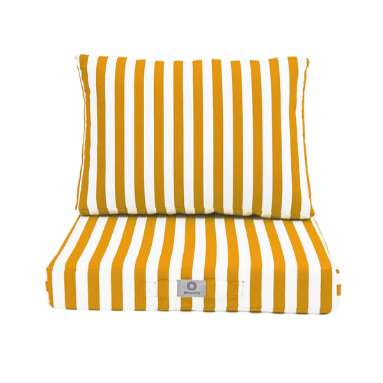 Coussins pour salon de jardin déhoussable 60x60cm - Rayure Jaune - Deco-arts.fr