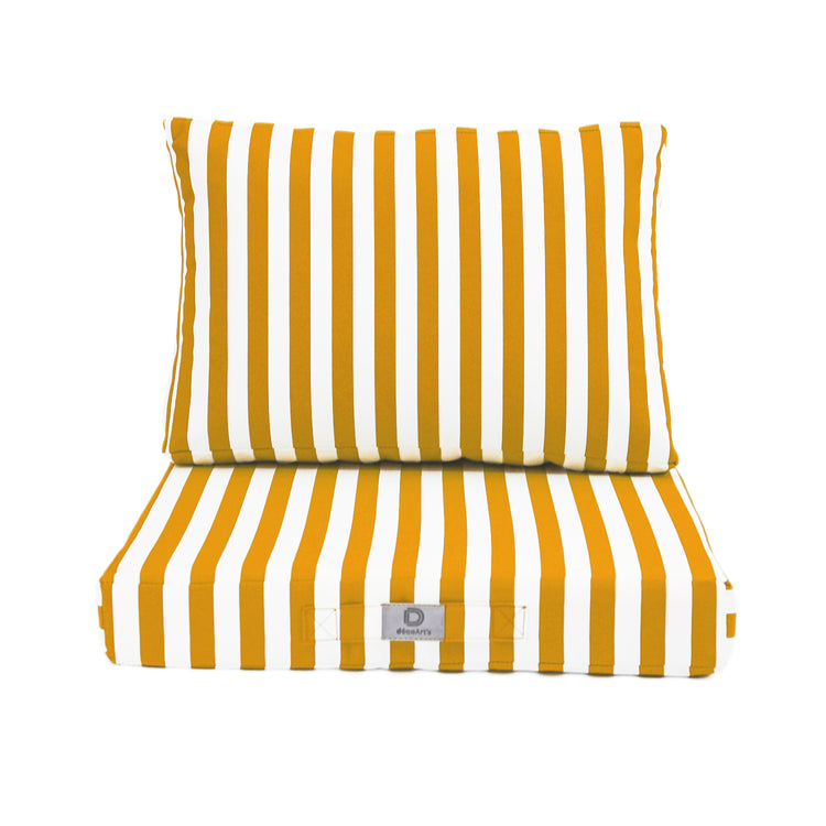 Coussins pour salon de jardin déhoussable 60x60cm - Rayure Jaune - Deco-arts.fr