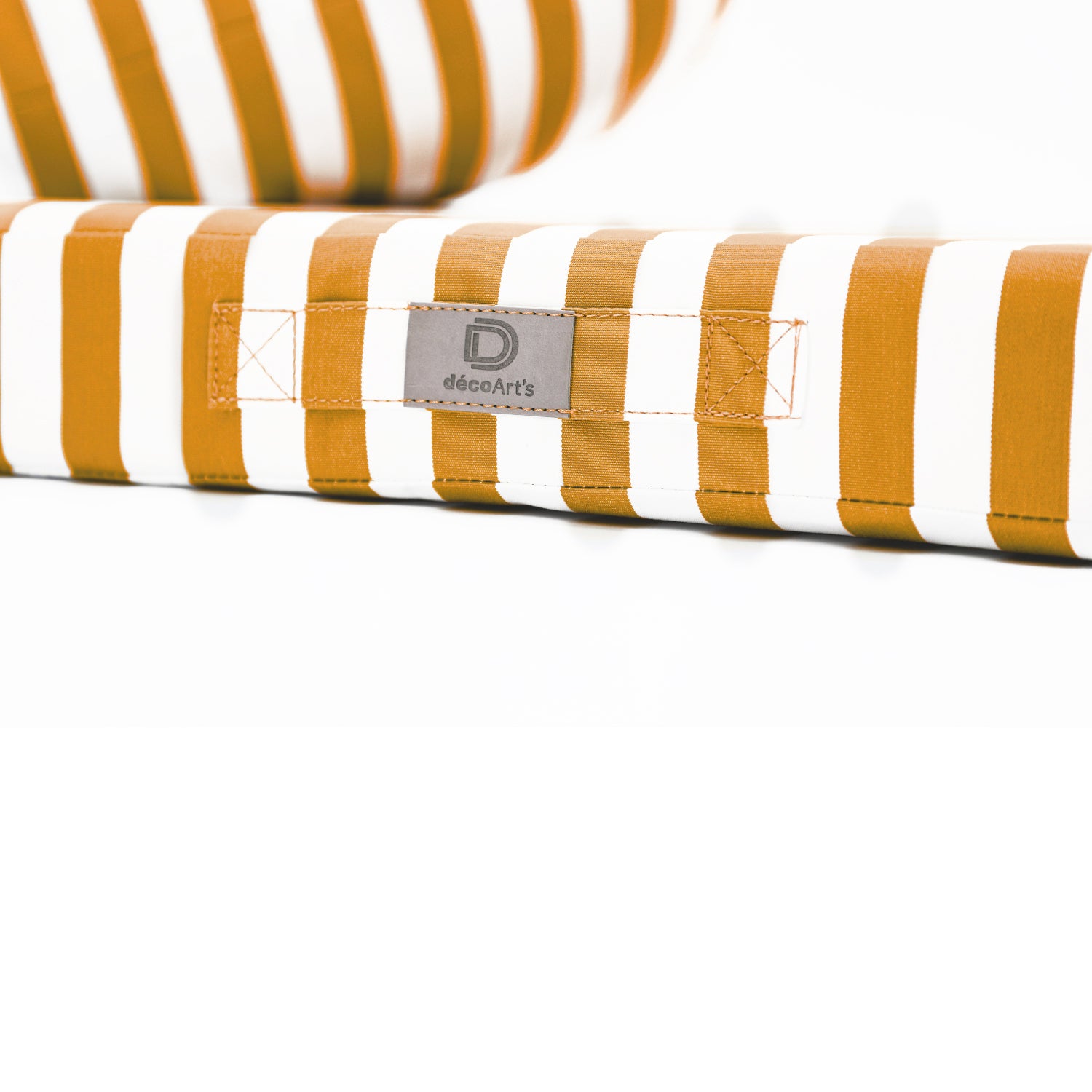 Coussins pour salon de jardin déhoussable 60x60cm - Rayure Jaune - Deco-arts.fr