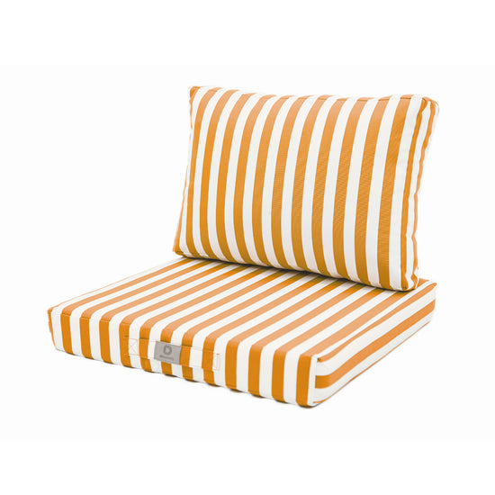 Coussins pour salon de jardin déhoussable 60x60cm - Rayure Jaune - Deco-arts.fr