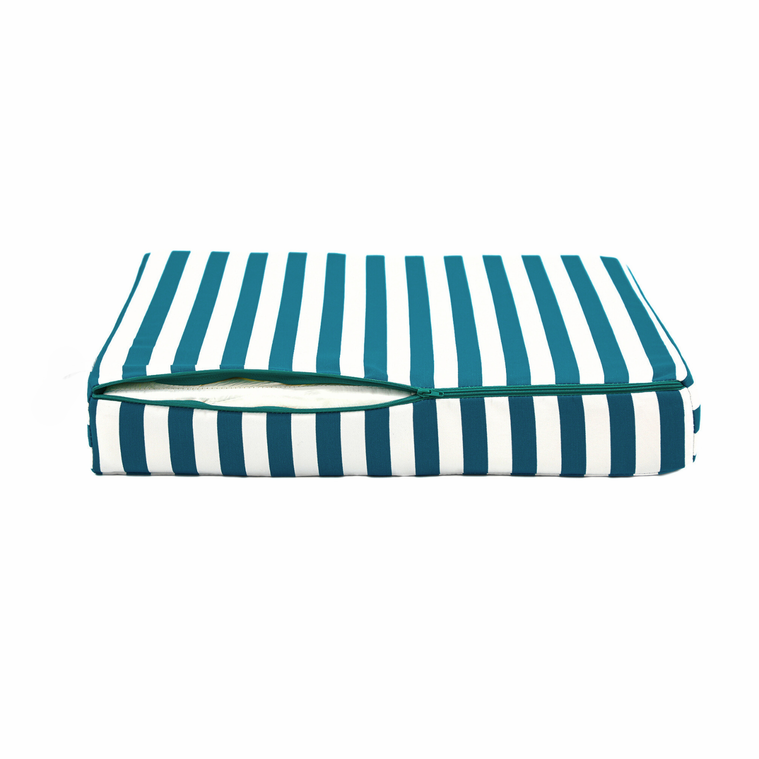 Coussins pour salon de jardin déhoussable 60x60cm - Rayure Turquoise - Deco-arts.fr