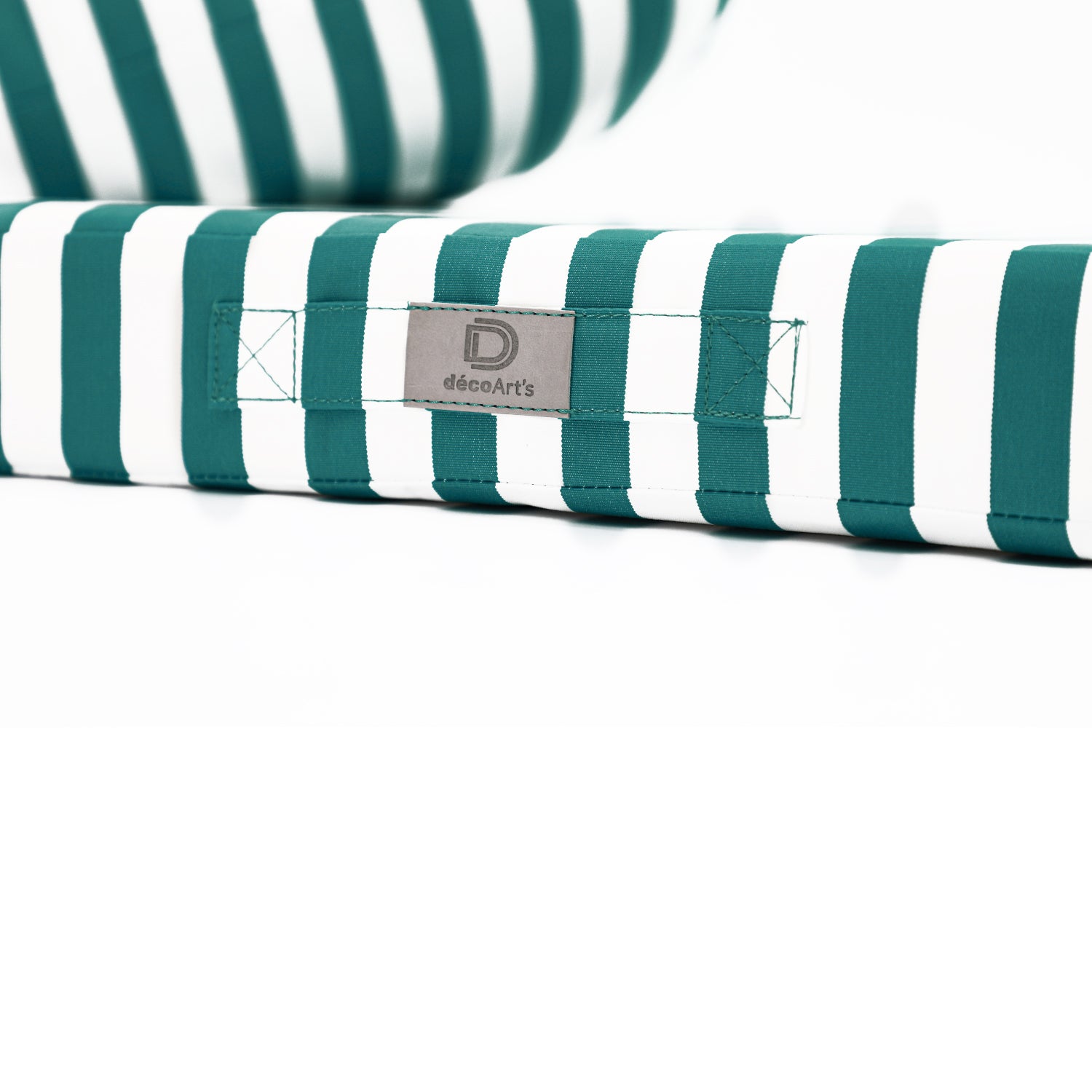 Coussins pour salon de jardin déhoussable 60x60cm - Rayure Vert - Deco-arts.fr