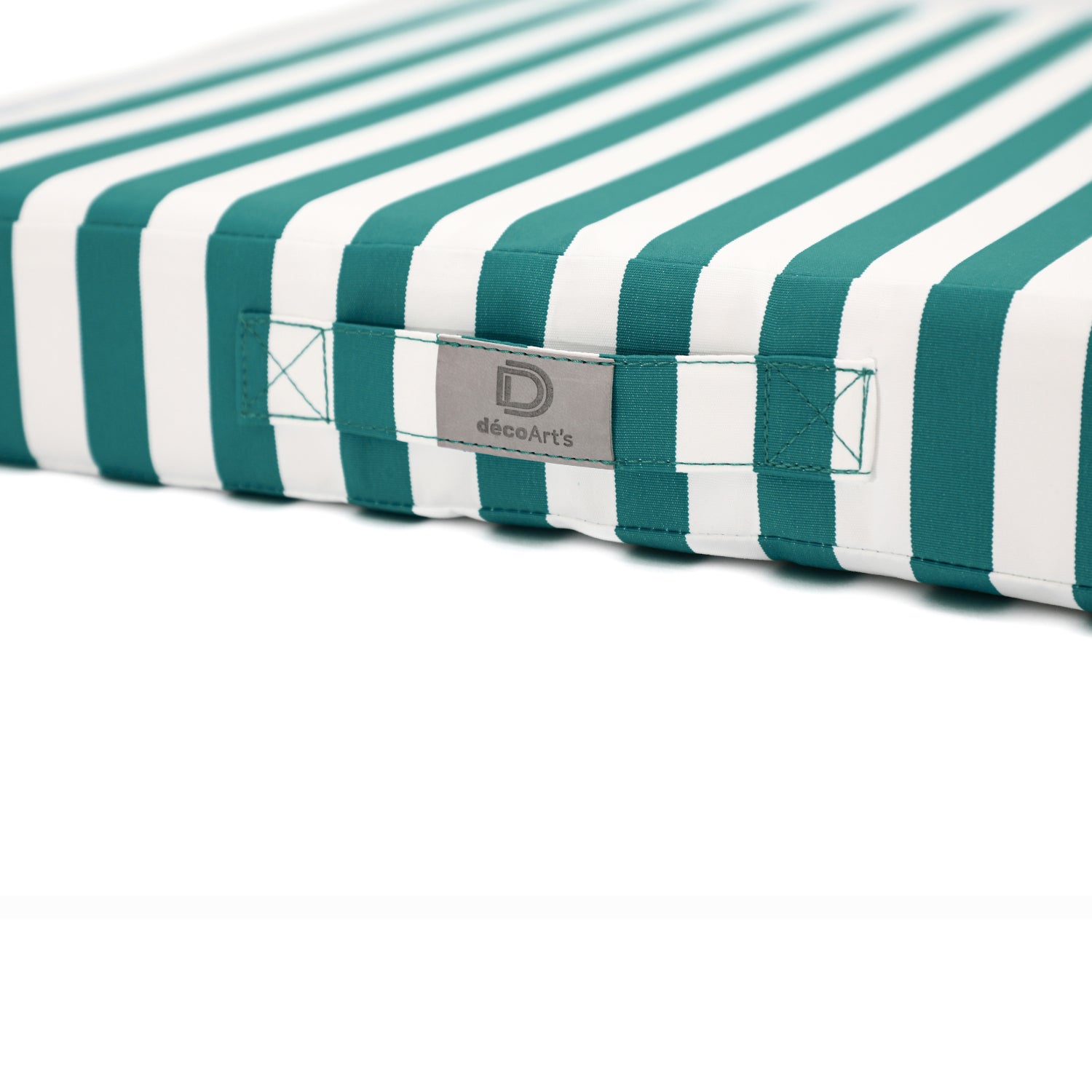 Coussins pour salon de jardin déhoussable 50x50cm - Rayure Vert - Deco-arts.fr