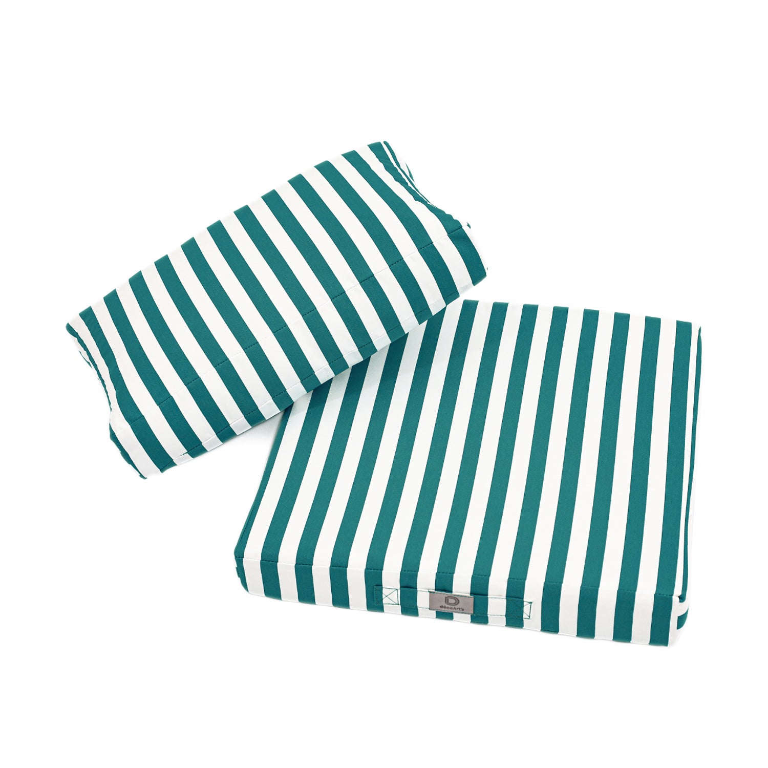 Coussins pour salon de jardin déhoussable 60x60cm - Rayure Vert - Deco-arts.fr