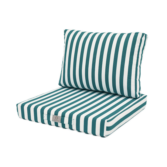 Coussins pour salon de jardin déhoussable 60x60cm - Rayure Vert - Deco-arts.fr
