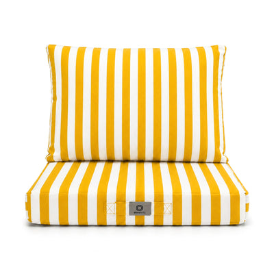 Conjunto de Cojines para Salón de Jardín 50x50 Rayas Amarillas - Premium 270g (Asiento + Respaldo)