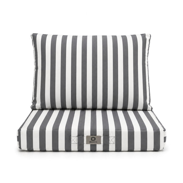Conjunto de Cojines para Salón de Jardín 50x50 Rayas Gris Oscuro - Premium 270g (Asiento + Respaldo)