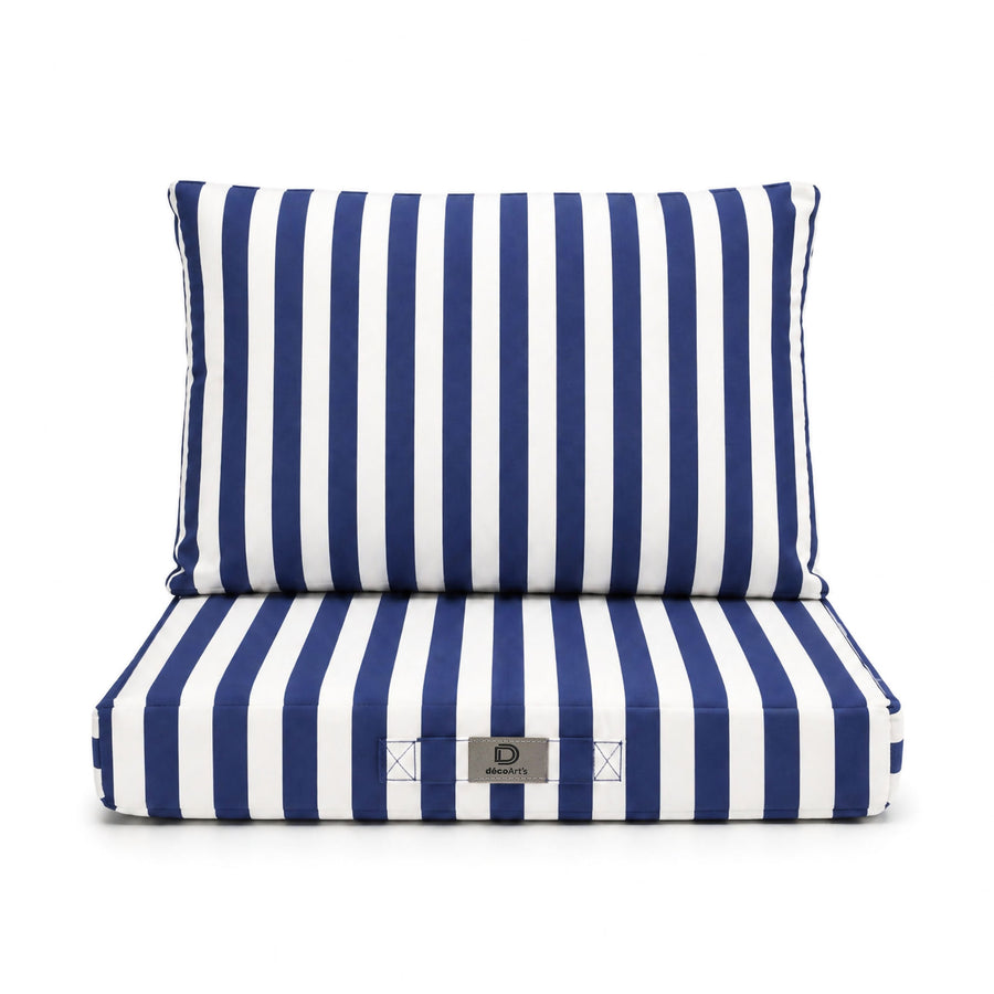 Conjunto de Cojines para Salón de Jardín 60x60 Rayas Azul Marino, tejido anti-UV e hidrófugo