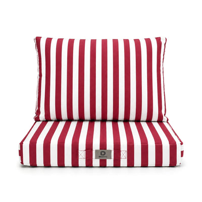 Conjunto de Cojines para Salón de Jardín 50x50 Rayas Rojas - Premium 270g (Asiento + Respaldo)