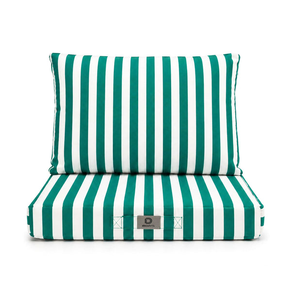 Conjunto de Cojines para Salón de Jardín 60x60 Rayas Verde - Premium 270g (Asiento + Respaldo)