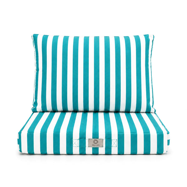 Conjunto de Cojines para Salón de Jardín 50x50 Rayas Turquesa - Premium 270g (Asiento + Respaldo)