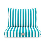 Conjunto de Cojines para Salón de Jardín 60x60 Rayas Turquesa - Premium 270g (Asiento + Respaldo)