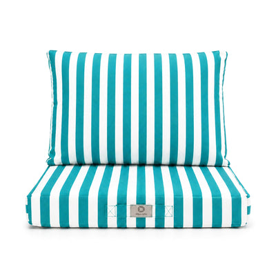 Conjunto de Cojines para Salón de Jardín 60x60 Rayas Turquesa - Premium 270g (Asiento + Respaldo)