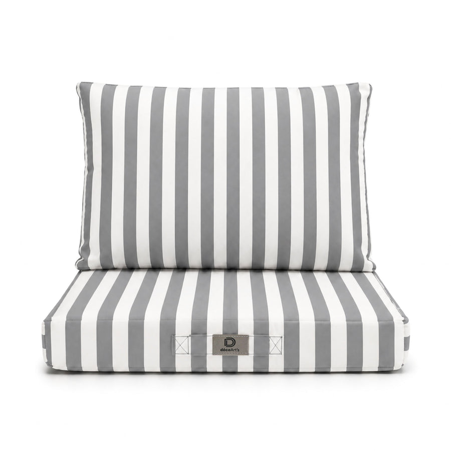 Ensemble Coussins Salon Jardin 60x70 Rayure Gris Clair – photo 8