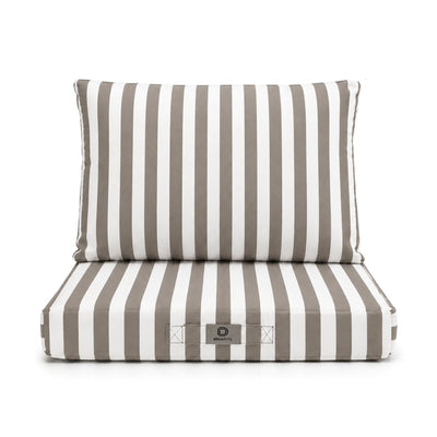 Conjunto de Cojines para Salón de Jardín 60x60 Rayas Beige - Premium 270g (Asiento + Respaldo)