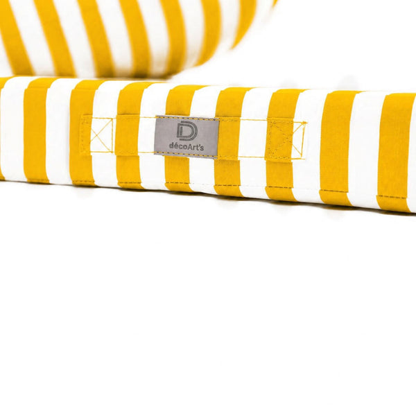 Conjunto Cojines Jardín 60x70 Rayas Amarillo - Premium 270g (Asiento + Respaldo)