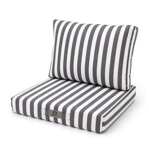 Conjunto de Cojines para Salón de Jardín 50x50 Rayas Gris Oscuro - Premium 270g (Asiento + Respaldo)