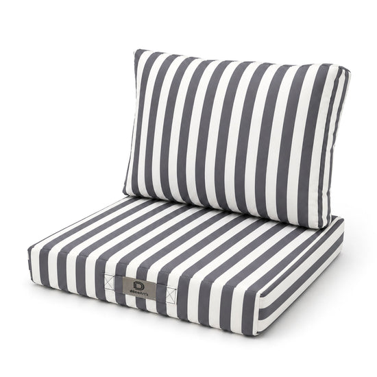 Conjunto de Cojines para Salón de Jardín 50x50 Rayas Gris Oscuro - Premium 270g (Asiento + Respaldo)