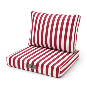 Conjunto Cojines Jardín 50x60 Rayas Rojo - Premium 270g (Asiento + Respaldo)