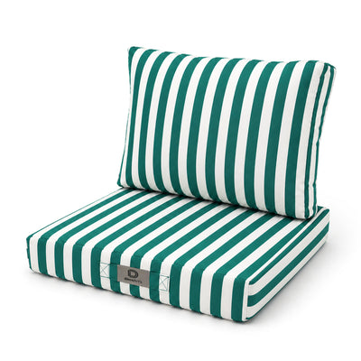 Conjunto de Cojines para Salón de Jardín 50x50 Rayas Verde - Premium 270g (Asiento + Respaldo)