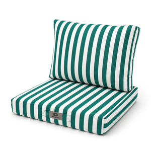 Ensemble Coussins Chaise Jardin 40x40 Rayure Verte - Premium 270g (Assise + Dossier)