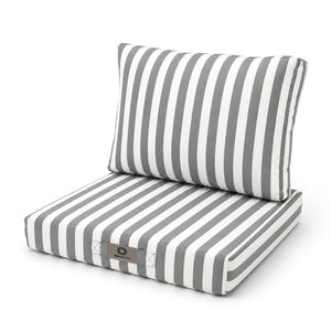 Conjunto de Cojines para Salón de Jardín 50x50 Rayas Gris Claro - Premium 270g (Asiento + Respaldo)