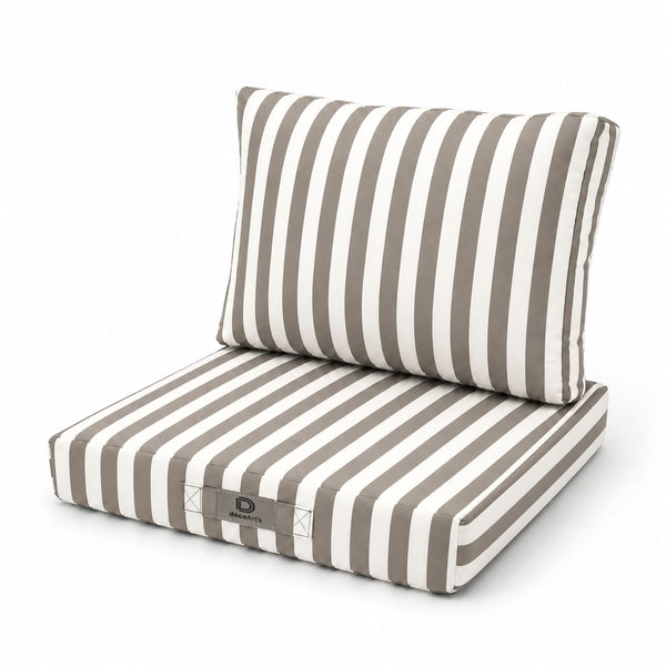 Conjunto de Cojines para Salón de Jardín 50x50 Rayas Beige - Premium 270g (Asiento + Respaldo)