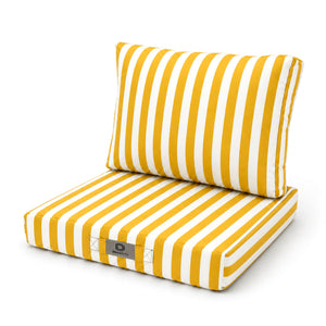 Conjunto de Cojines para Salón de Jardín 50x50 Rayas Amarillas - Premium 270g (Asiento + Respaldo)