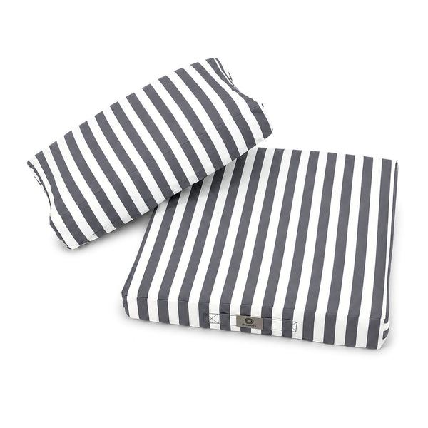 Conjunto de Cojines para Salón de Jardín 50x50 Rayas Gris Oscuro - Premium 270g (Asiento + Respaldo)