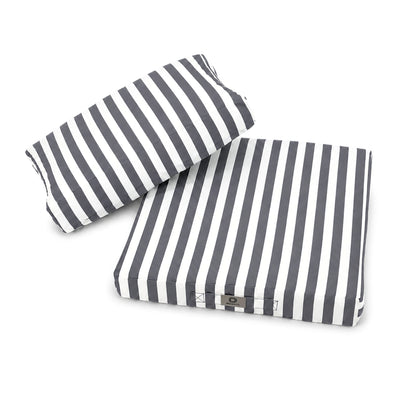 Conjunto de Cojines para Salón de Jardín 60x60 Rayas Gris Oscuro - Premium 270g (Asiento + Respaldo)
