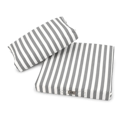 Conjunto de Cojines para Salón de Jardín 60x60 Rayas Gris Claro - Premium 270g (Asiento + Respaldo)