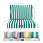 Conjunto de Cojines para Salón de Jardín 60x60 Rayas Verde - Premium 270g (Asiento + Respaldo)